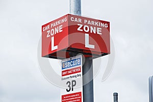 Car parking zone & x22;L& x22; 3 hour park. Australia, Victoria