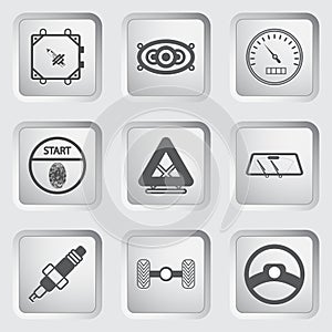 Car part and service icons set 7.