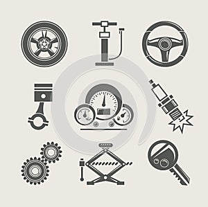 Car part set of repair icon