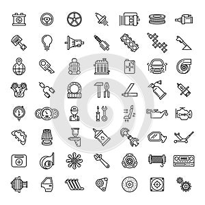 Car parts line icons set