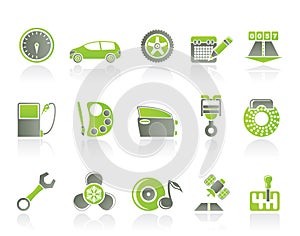 Car parts, services and characteristics icons