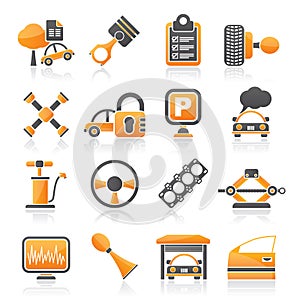 Car parts and services icons