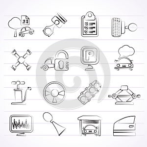 Car parts and services icons