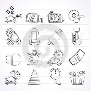 Car parts and services icons