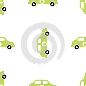 Electric car. Cartoon Transportation Background