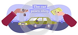 Car Pawnshop Flat Composition