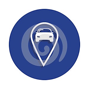 Car Pin Logo icon in badge style. One of Car repair collection icon can be used for UI, UX
