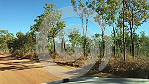 Car point of view driving in Kakadu National Park Northern Territory of Austr