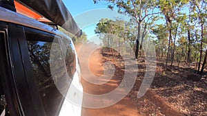 Car point of view driving in Kakadu National Park Northern Territory of Australia