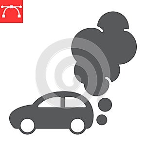 Car pollution glyph icon