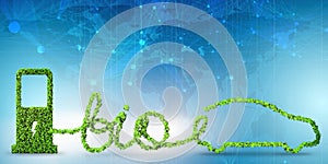 The car powered by biofuel - 3d rendering