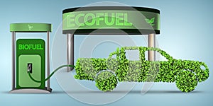 The car powered by biofuel - 3d rendering
