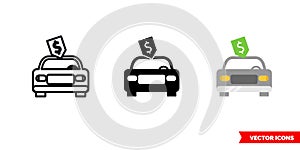 Car price icon of 3 types color, black and white, outline. Isolated vector sign symbol.