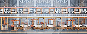 Car Production Conveyor Automatic Assembly Line Machinery Industrial Automation Industry Concept