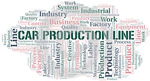 Car Production Line word cloud create with text only.