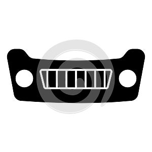 Car protection bumper icon, bumper with radiator grille and headlights