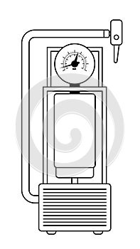 Car pump icon, compressor for inflating car tires. Transport repair, technical inspection. Vector photo