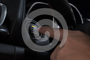 Car push Start button, Stop, New style car,inside modern technology car