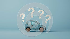 The Car and Question Marks. AI generated