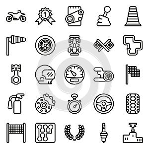 Car race icons set on white background