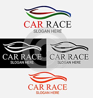 Car Race Silhouette Logo Template