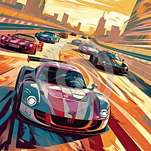 Car race sports illustration - made with Generative AI tools