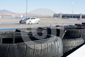 Car on Racetrack and Crash Tires