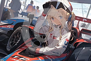 Car racing driver pilot manga style illustration generative ai