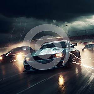 car racing motorsports drag racing circuit racing car tra two generative AI photo