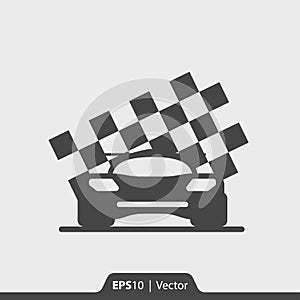 Car racing with race flag icon for web and mobile
