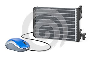 Car radiator with computer mouse. 3D rendering