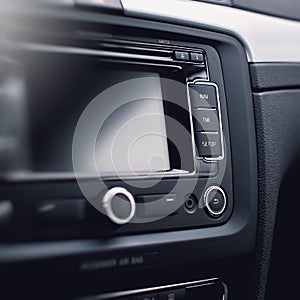 Modern car audio system, control buttons.