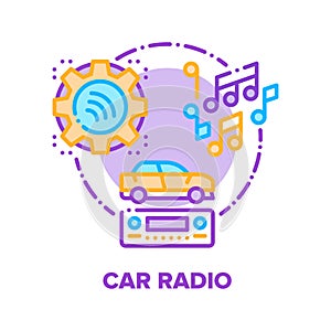 Car Radio Device Vector Concept Color Illustration