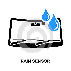 Car rain sensor icon isolated on white background.