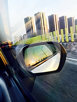 Car and rear view mirror
