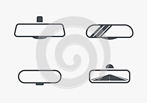 Car rearview mirror driver glass inside. Vector rear view mirror inside car illustration safety