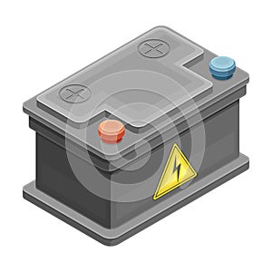 Car Rechargeable Battery as Electric Power Object Isometric Vector Illustration
