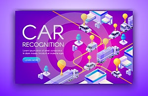 Car recognition technology vector illustration