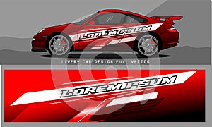car red and black color livery graphic vector. abstract background