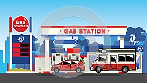 Car refueling in gas station