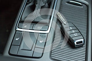 Car remote control key in vehicle interior