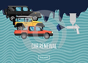 Car renewal business concept with city cars