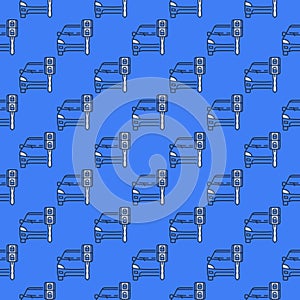 Car Rent or Hire vector blue seamless pattern