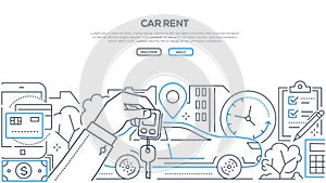 Car rent - modern line design style banner