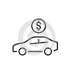 Car rent services. Dollar sign. Pixel perfect, editable stroke