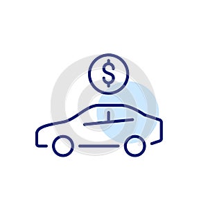 Car rent services. Dollar sign. Pixel perfect, editable stroke
