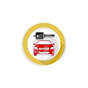 Car rental icon with long shadow