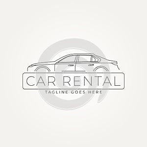 car rental line art label logo vector illustration design