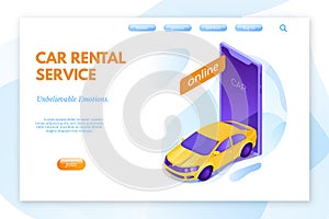 Car rental service vector landing page template