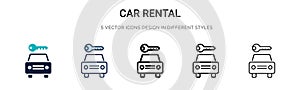 Car rental sign icon in filled, thin line, outline and stroke style. Vector illustration of two colored and black car rental sign